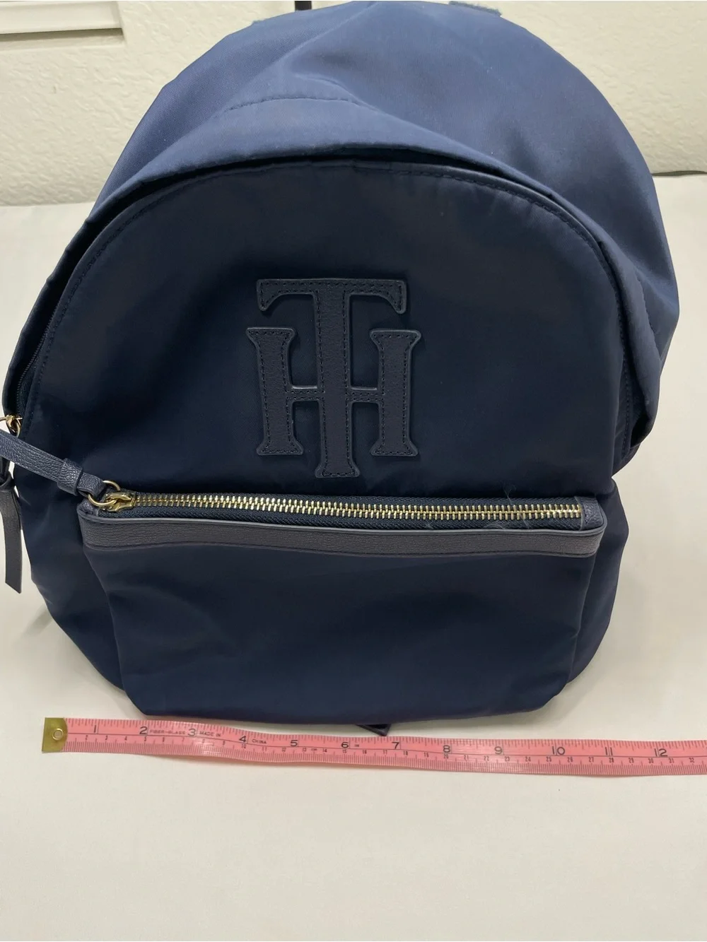 Tommy Hilfiger Navy Mini Backpack TH Logo Nylon Travel Bag